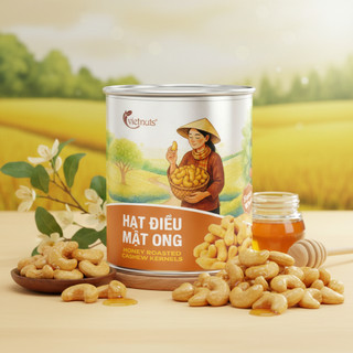 Vietnuts - Hạt điều mật ong hộp 200g CAO CẤP | 0% Cholesterol - Quà tặng hạt cho mẹ bầu - Hộp quà hạt dinh dưỡng