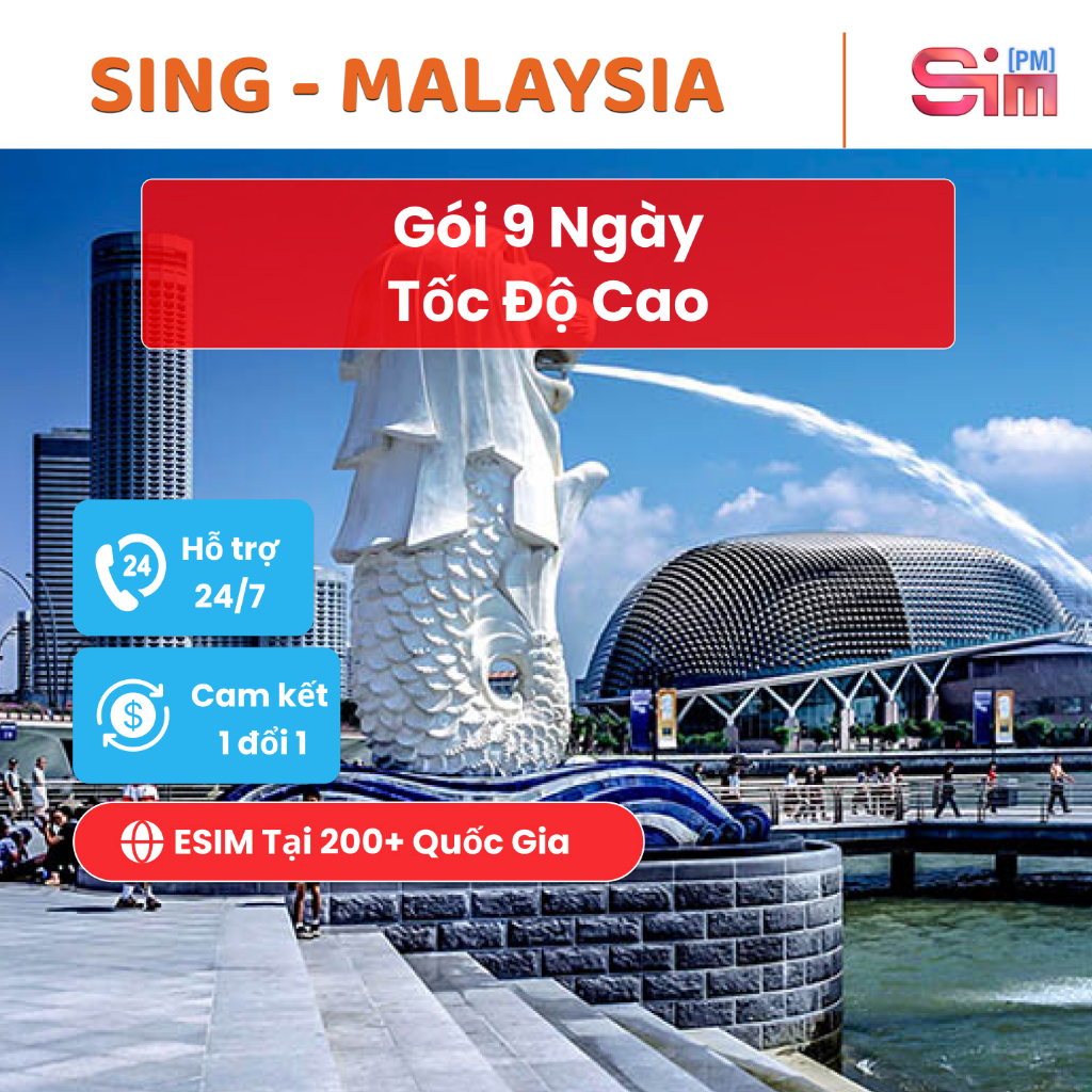 Esim Singapore, Malaysia - Sim Singapore, Malaysia 9 ngày tốc độ cao