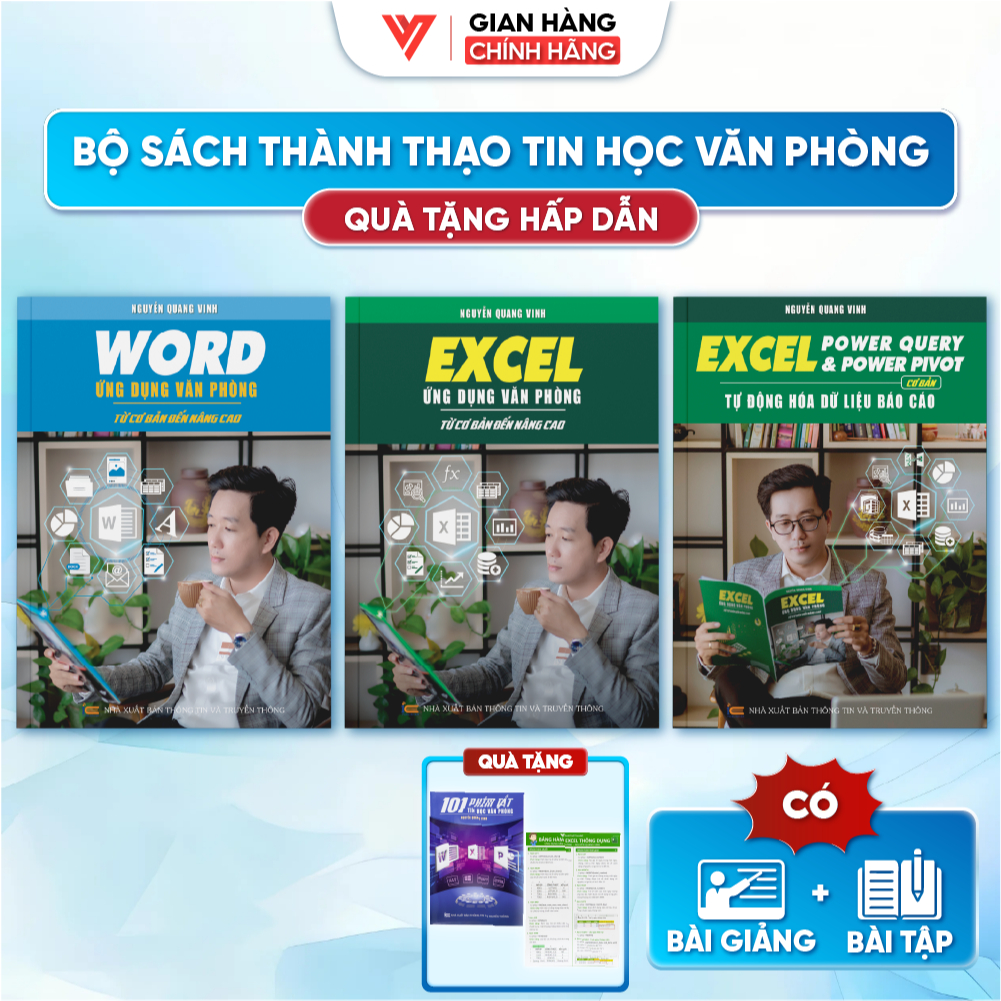 Bộ 3 Sách Tin Học Văn Phòng Word - Excel Ứng Dụng - Excel Power Query & Power Pivot - Nguyễn Quang V