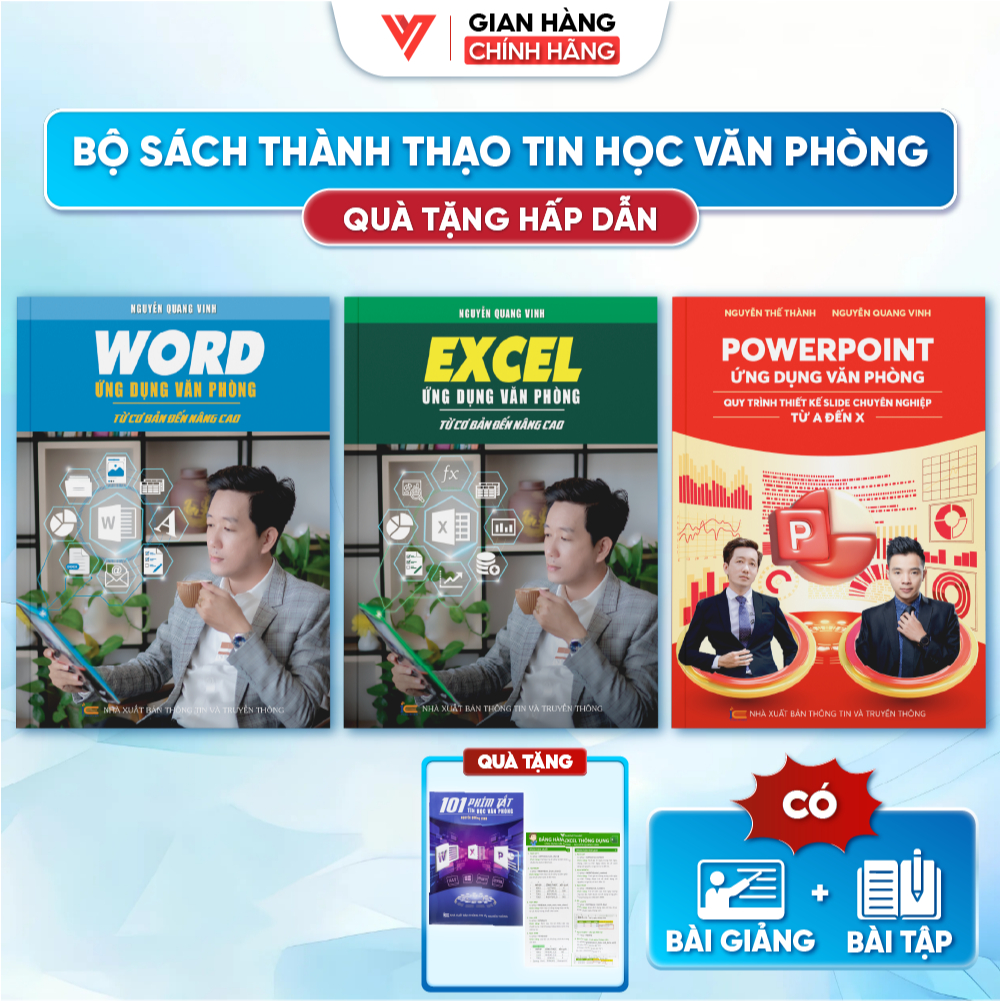 Bộ 3 Sách Tin Học Văn Phòng Word - Excel Ứng Dụng - PowerPoint - Nguyễn Quang Vinh