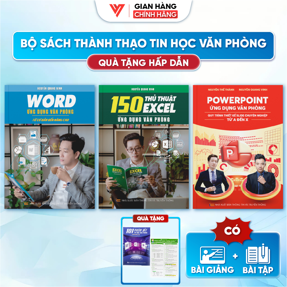 Bộ 3 Sách Tin Học Văn Phòng Word - 150 Thủ Thuật Excel - PowerPoint - Nguyễn Quang Vinh
