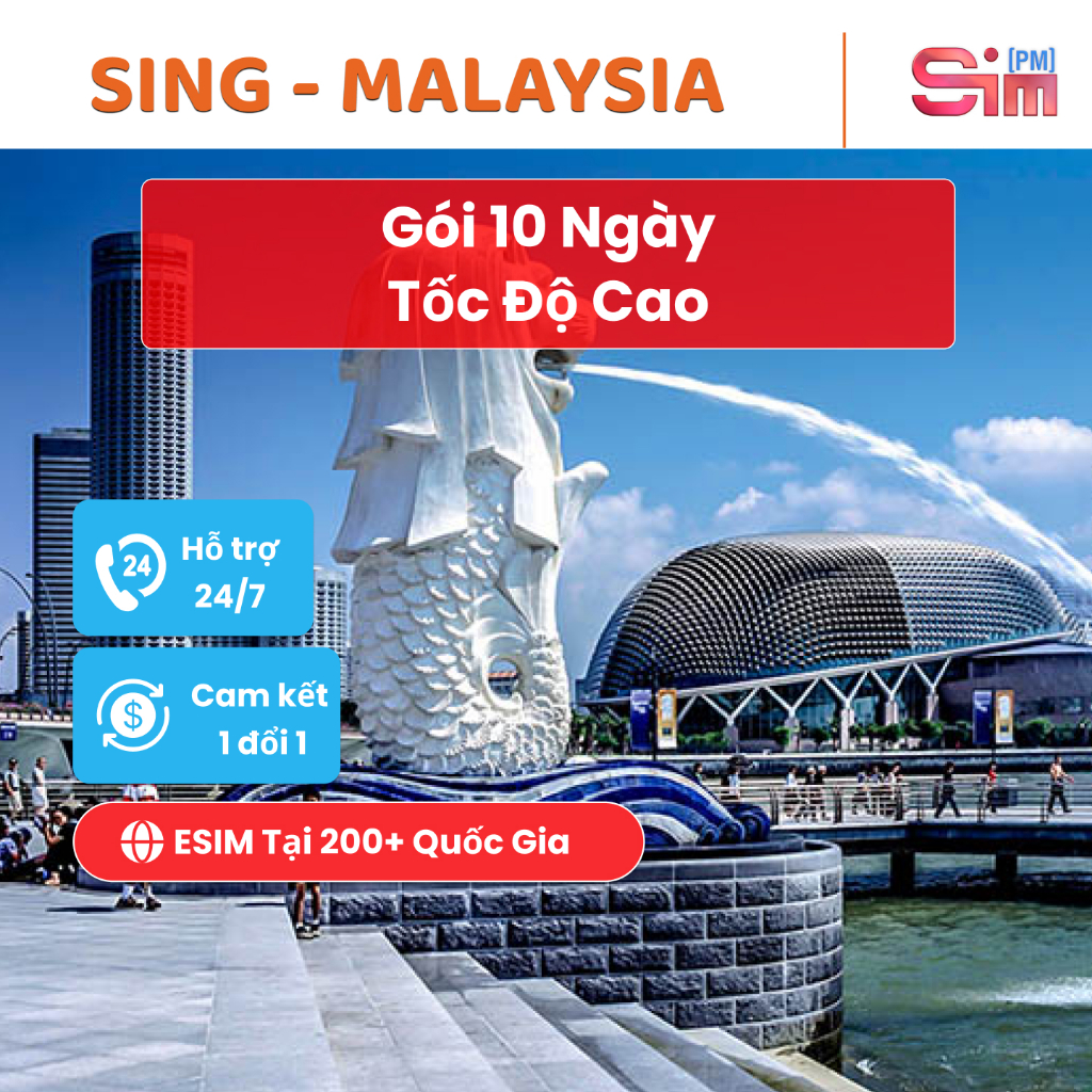 Esim Singapore, Malaysia - Sim Singapore, Malaysia 10 ngày tốc độ cao