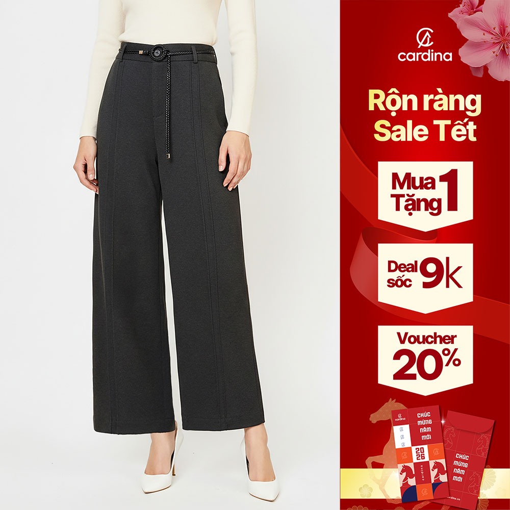 Quần dạ dài nữ GIANA CARDINA tạo gân trước kèm đai 5QDT51