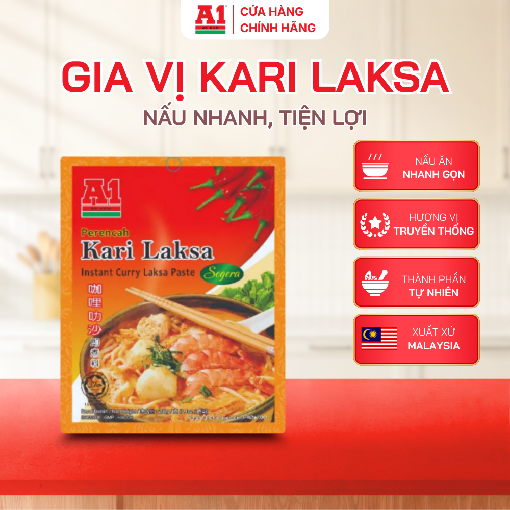 Gia Vị Kari Laksa A1 200g Dùng Nấu Lẩu Tokbokki, Laksa, Lẩu Ly, Lẩu Xiên Que,...