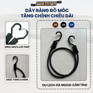 Dây Chằng Hàng Tự Khóa Safestraps, Lõi Thép Chịu Lực Bọc Nhựa, Ràng Đồ Xe Máy, Tăng Chỉnh Độ Dài 3M