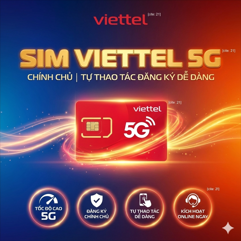 Sim Viettel - Tự đăng ký thông tin qua app MyViettel - Hỗ trợ 5G đầu số 03/08/09 - nguyên KIT