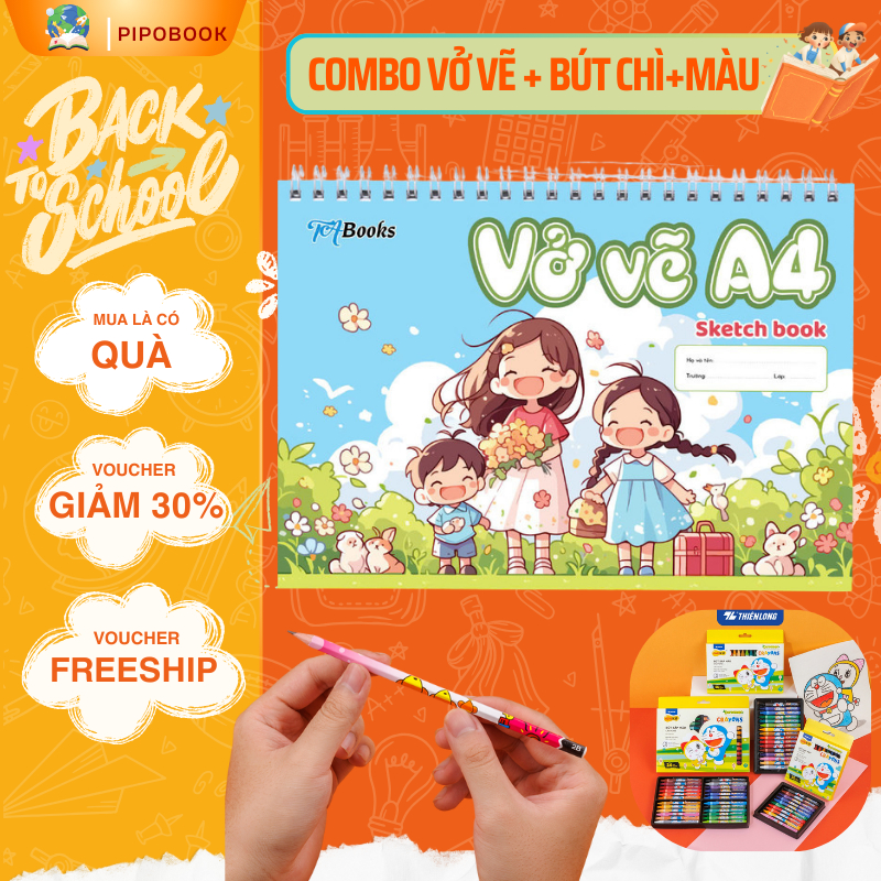 Vở Vẽ Lò Xo A4 40 trang - Vỡ Vẽ A4 giấy 100gsm