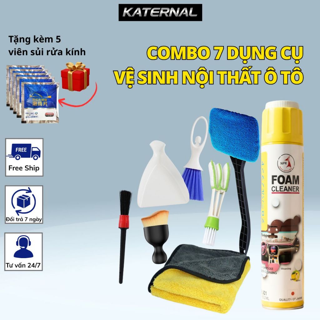 Combo 7 Món Dọn Nội Thất Ô Tô