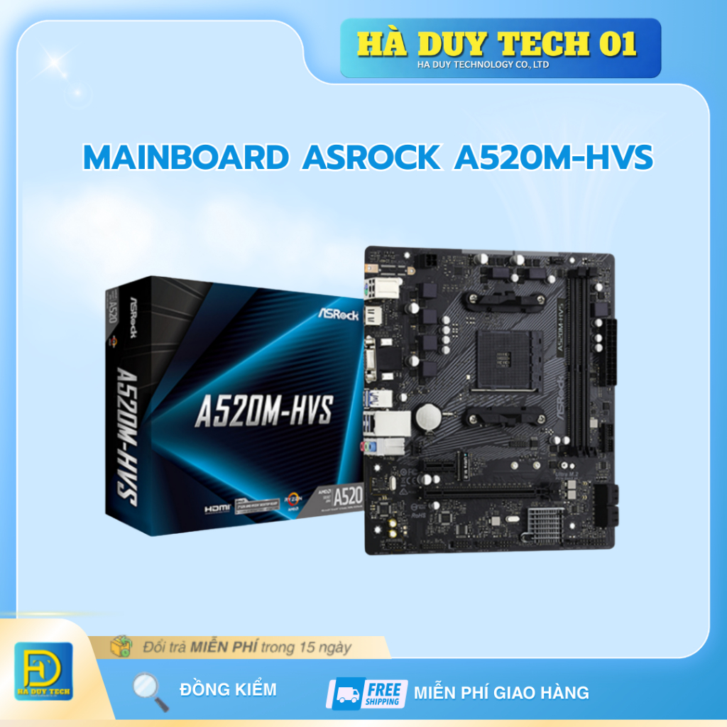 MAINBOARD ASROCK A520M-HVS - Cam Kết Chính Hãng - BH 36T - Ha Duy Tech