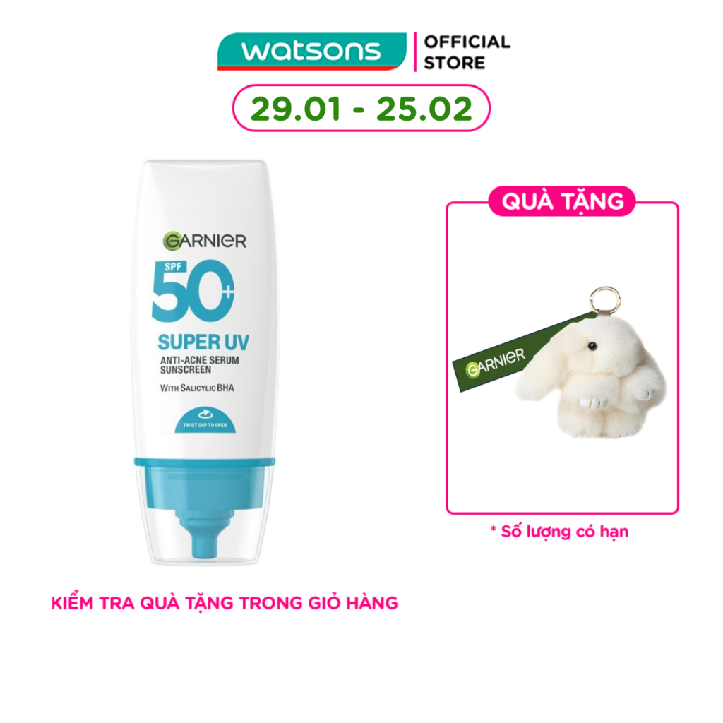 Kem Chống Nắng Garnier Super UV Anti-Acne Serum Sunscreen SPF50+ PA++++ 30ml