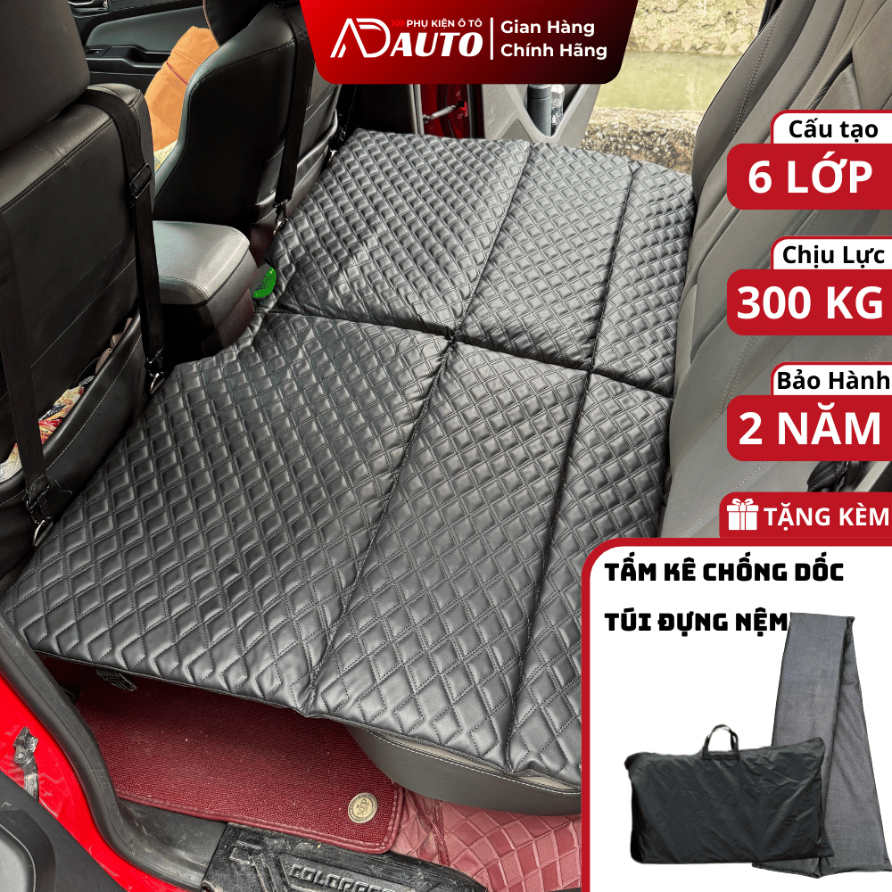 Nệm xe ô tô cao cấp 6 lớp dễ gấp gọn, đệm giường ô tô dành cho tất cả xe, thoải mái, chịu tải tốt, bảo hành 2 năm