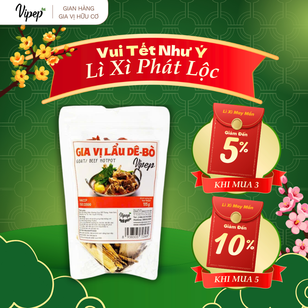 Set gia vị nấu lẩu dê bò hoàn chỉnh 115g gói nấu lẩu, hầm canh dưỡng sinh, tiềm dê, bò, gà - Gia vị 