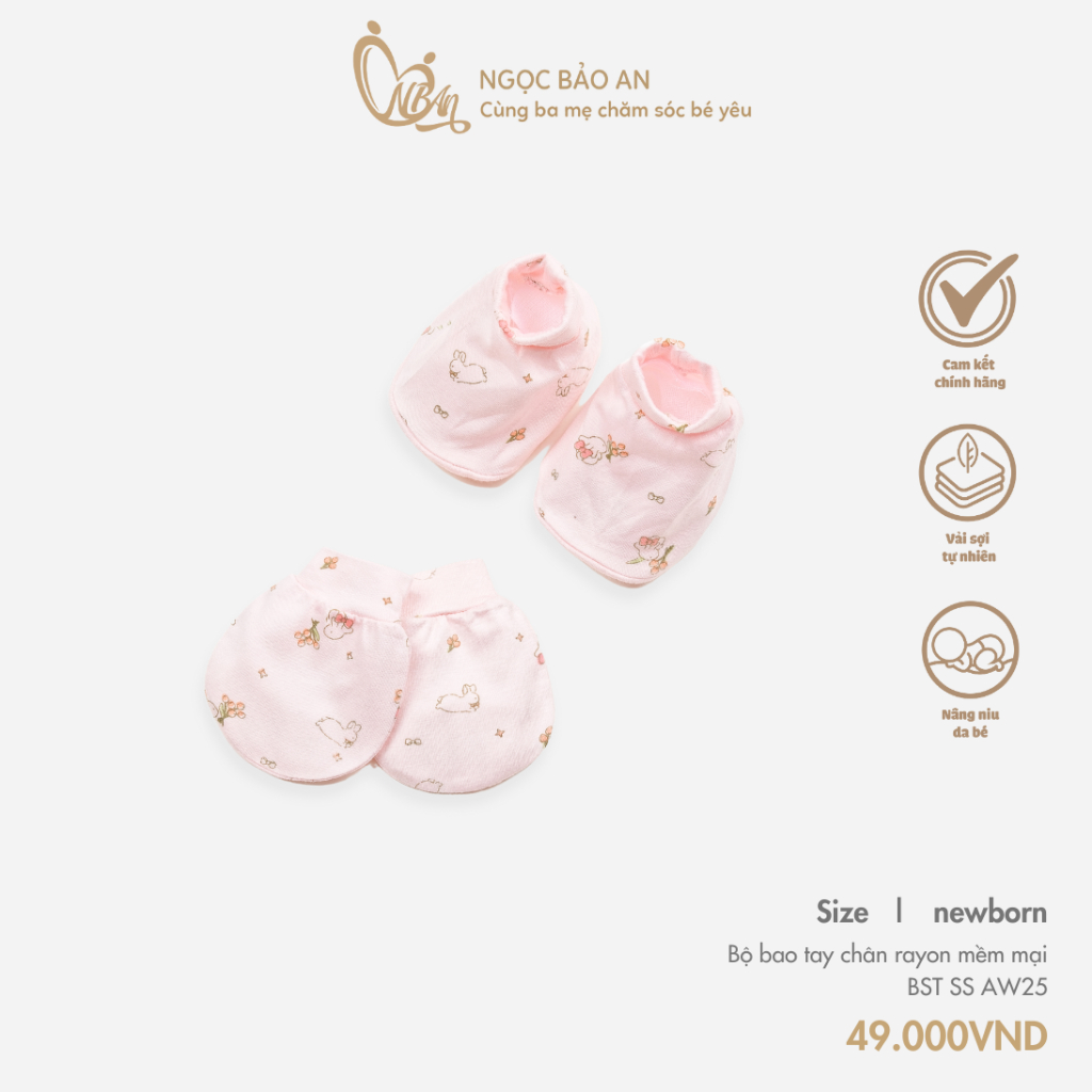 M&B (0-3M) Combo bao tay chân sơ sinh bo chất rayon co giãn tốt, thoáng mát hoạ tiết 4 màu đáng yêu siêu tiện lợi