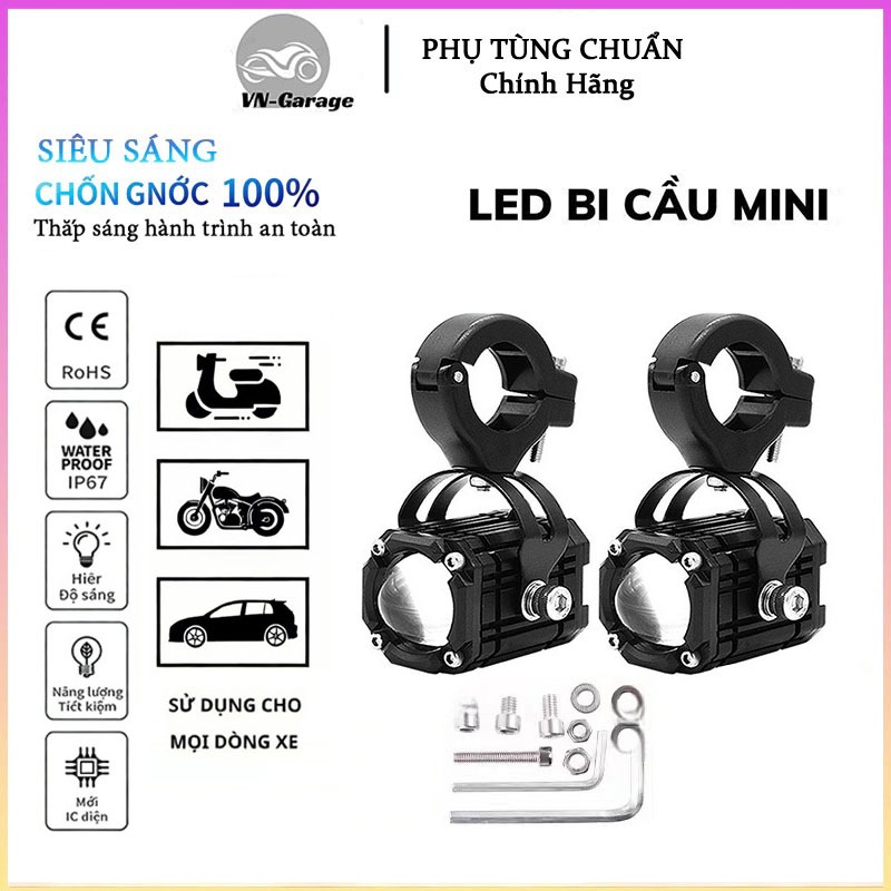 Đèn Bi Cầu Xe điện W2 Trợ Sáng 48V (4 Chế Độ)Tự Động Chống Nước IP68-Phiên Bản2026-Bảo Hành 12 Tháng