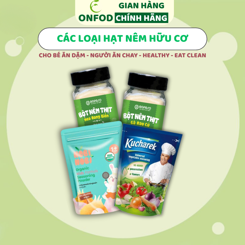 Hạt nêm hữu cơ rau củ chay Nobi Nobi Anpaso Kucharek Đức ONFOD cho bé ăn dặm ăn chay healthy eat clean