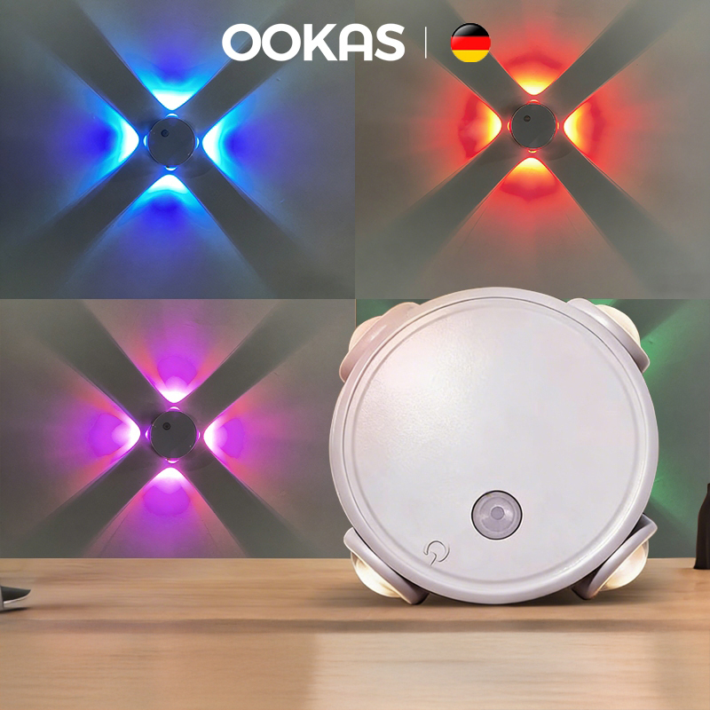 OOKAS Đèn Cảm Ứng Chuyển Động, Ánh sáng ba màu, Tủ Quần Áo, Cầu Thang