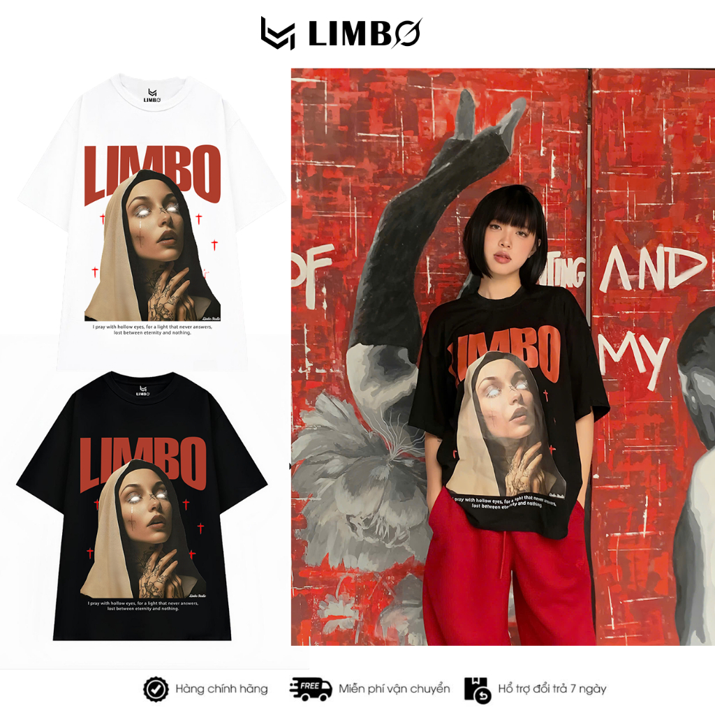Áo thun “THE NUN” Form Oversize Unisex Cotton 250GSM LIMBO STUDIO