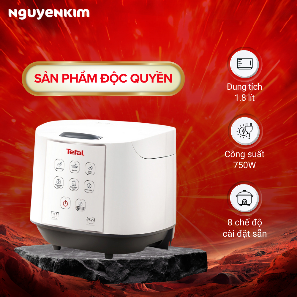 Nồi cơm điện tử Tefal 1.8 lít RK732168 - Công suất 750W
