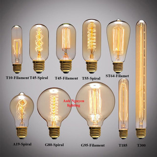 HCM-Bóng đèn Edison Vintage ST64  (Spiral - Filament) sợi đốt, dây tóc E27