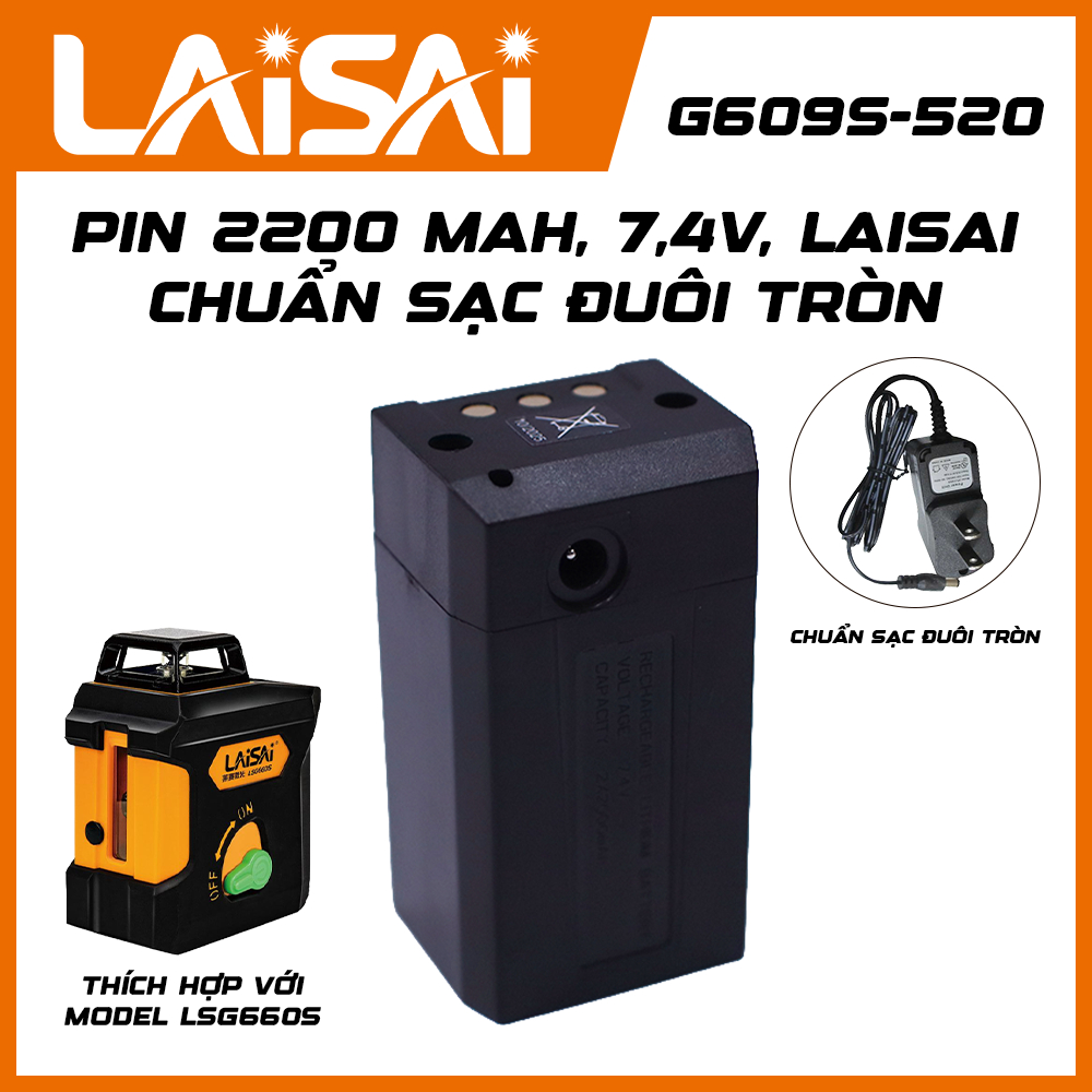 Pin dùng cho Máy Laser LAISAI LSG660S - pin Lithium-ion 2200mAh 7.4V LAISAI G609S – Sạc Đuôi Tròn