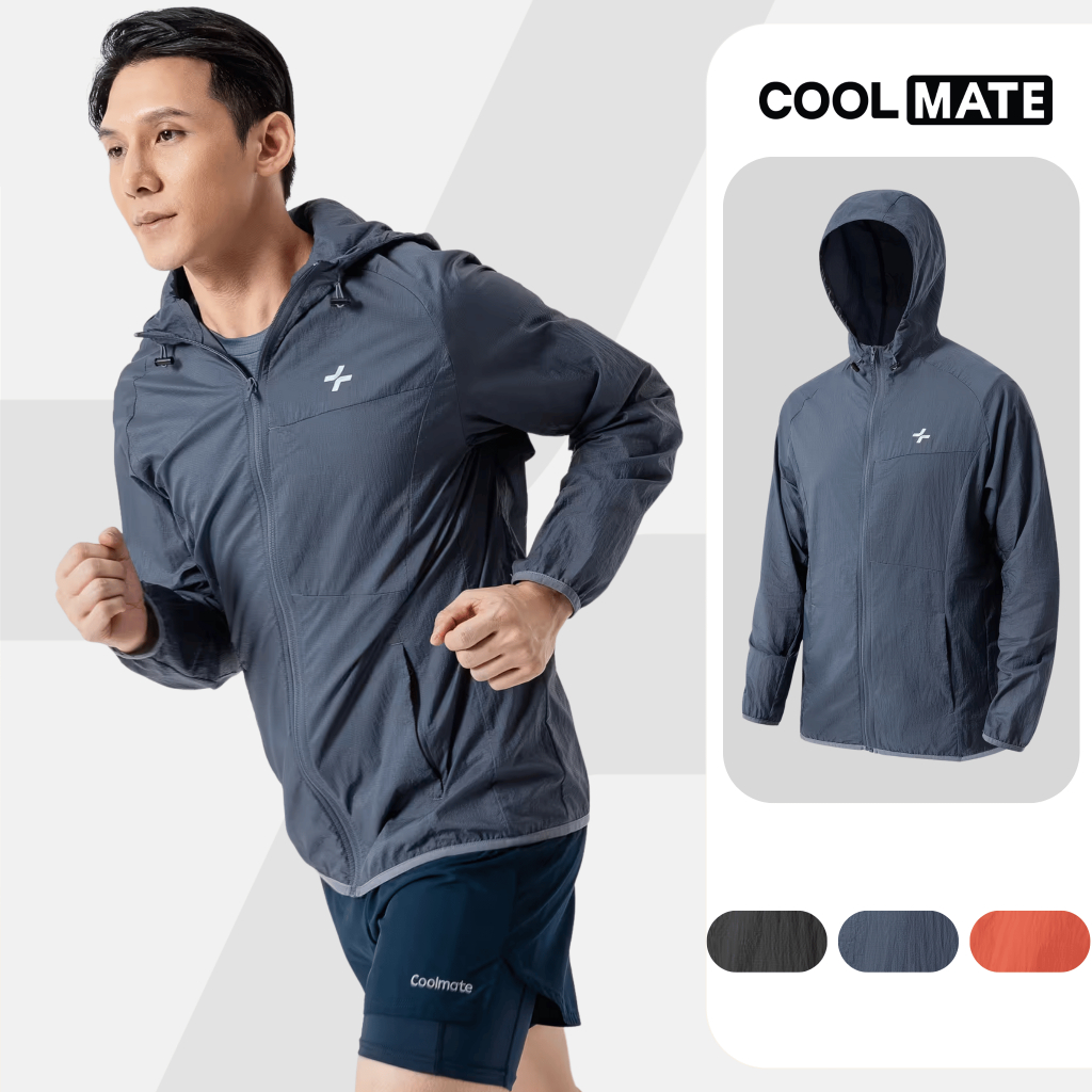 Áo khoác nam thể thao, chạy bộ, chạy Trail Windbreaker Nylon Ripstop siêu nhẹ, thoáng khí, trượt nướ