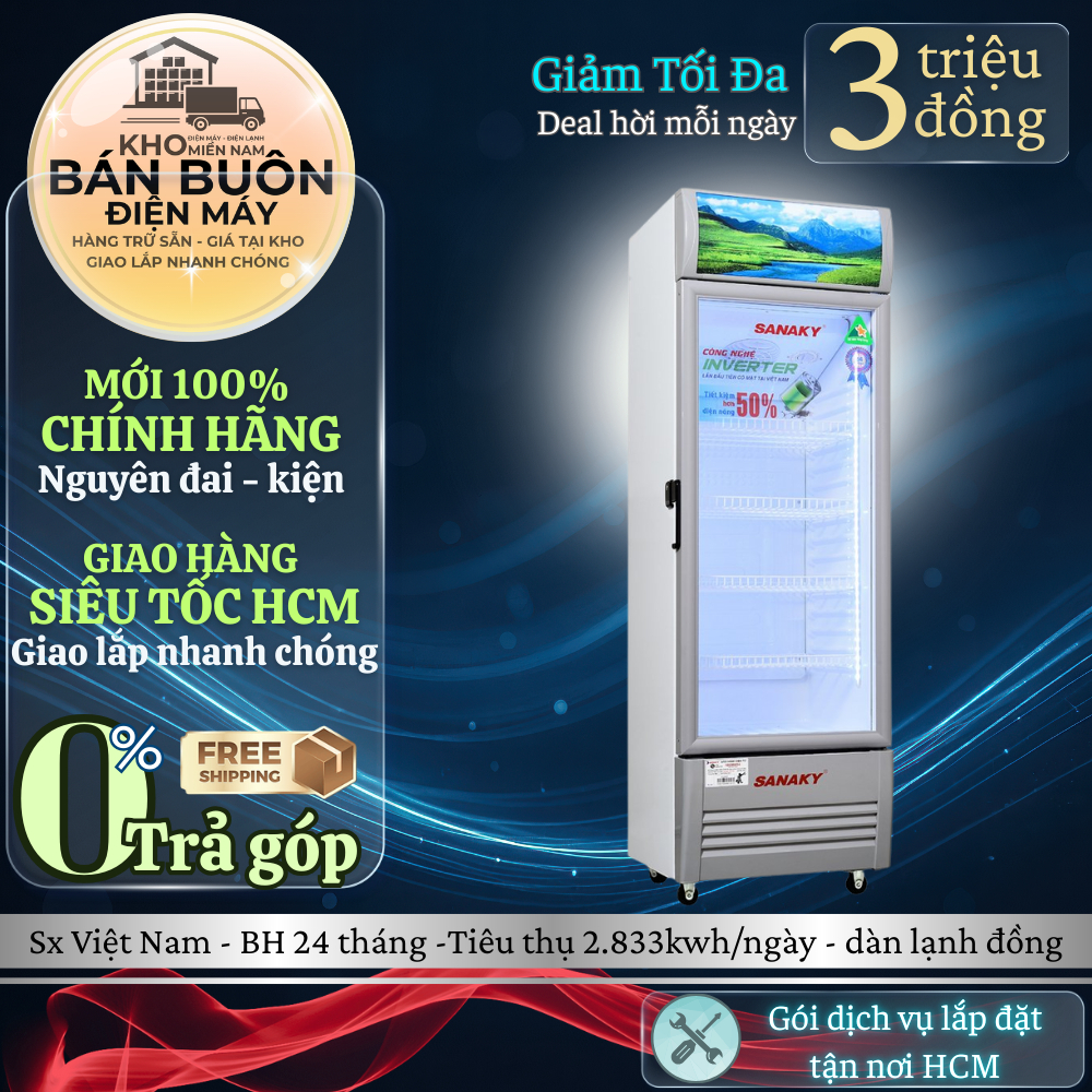 VH-5089K3 Tủ mát Sanaky 480L - 1 cánh kính, Inverter, không đọng tuyết | VH5089K3