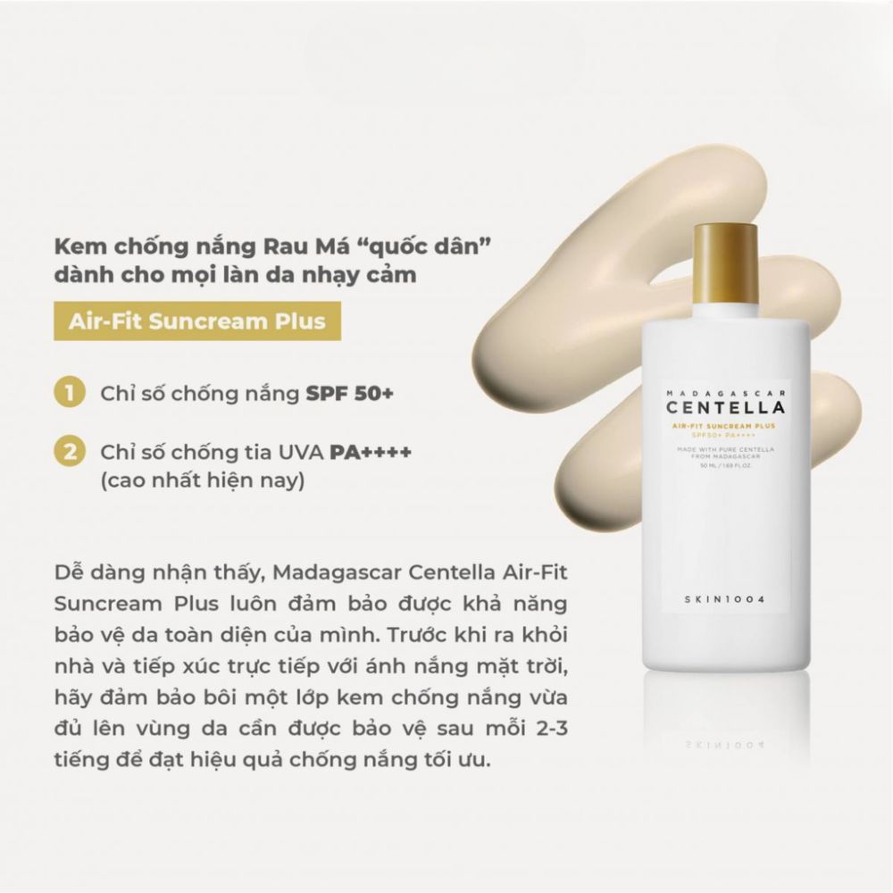 Ảnh 3 của Kem chống nắng SKIN1004 Madagascar Centella Air-Fit SunCream Plus SPF50+ PA++++ dành cho mọi loại da
