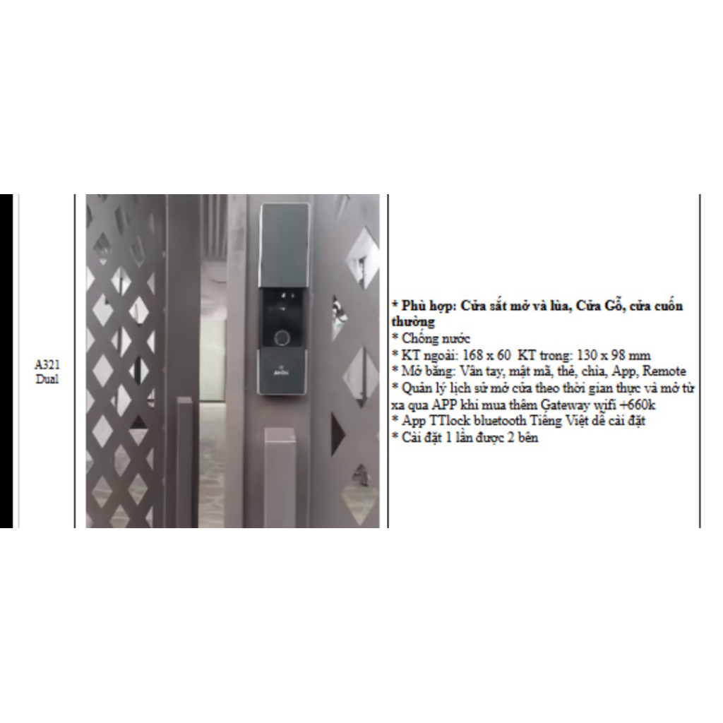 Khoá vân tay thông minh ANDU A321