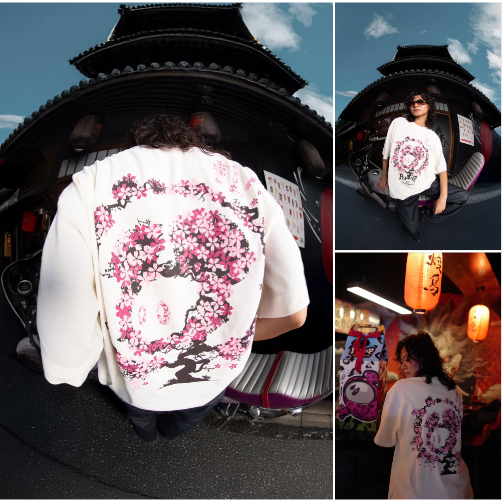 𝐏𝐎𝐏𝐏𝐎𝐏 𝐇𝐈𝐇𝐈 | ÁO THUN POPPOP HIHI MASCOT SAKURA / TRẮNG