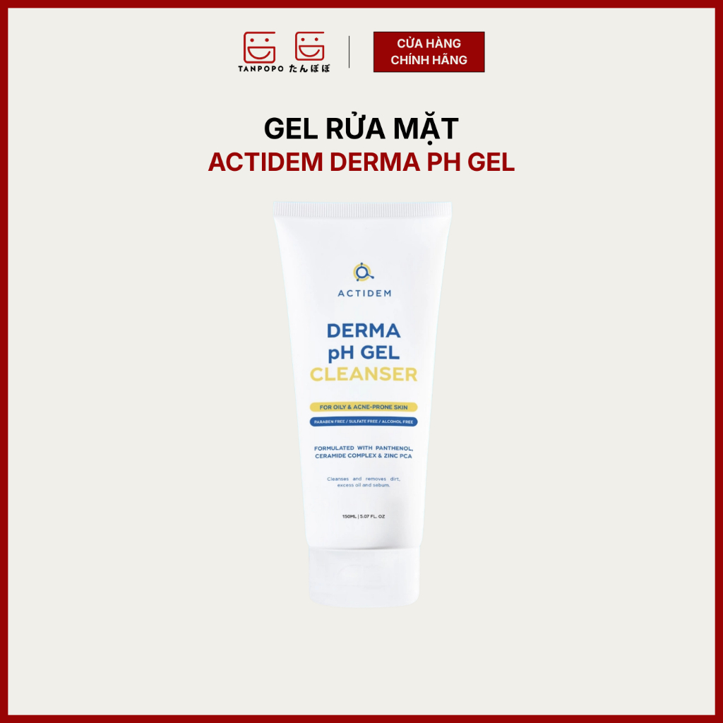 Gel Rửa Mặt Actidem Dành Cho Da Dầu Mụn Derma pH Gel Cleanser 150ml