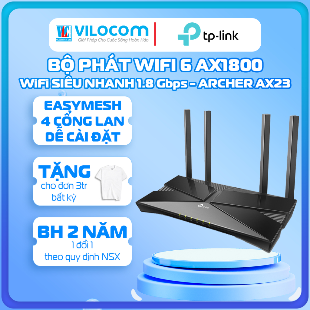 Router Wifi 6 TP-Link Archer AX23 AX12 Băng Tần Kép AX1800 - Hàng Chính Hãng