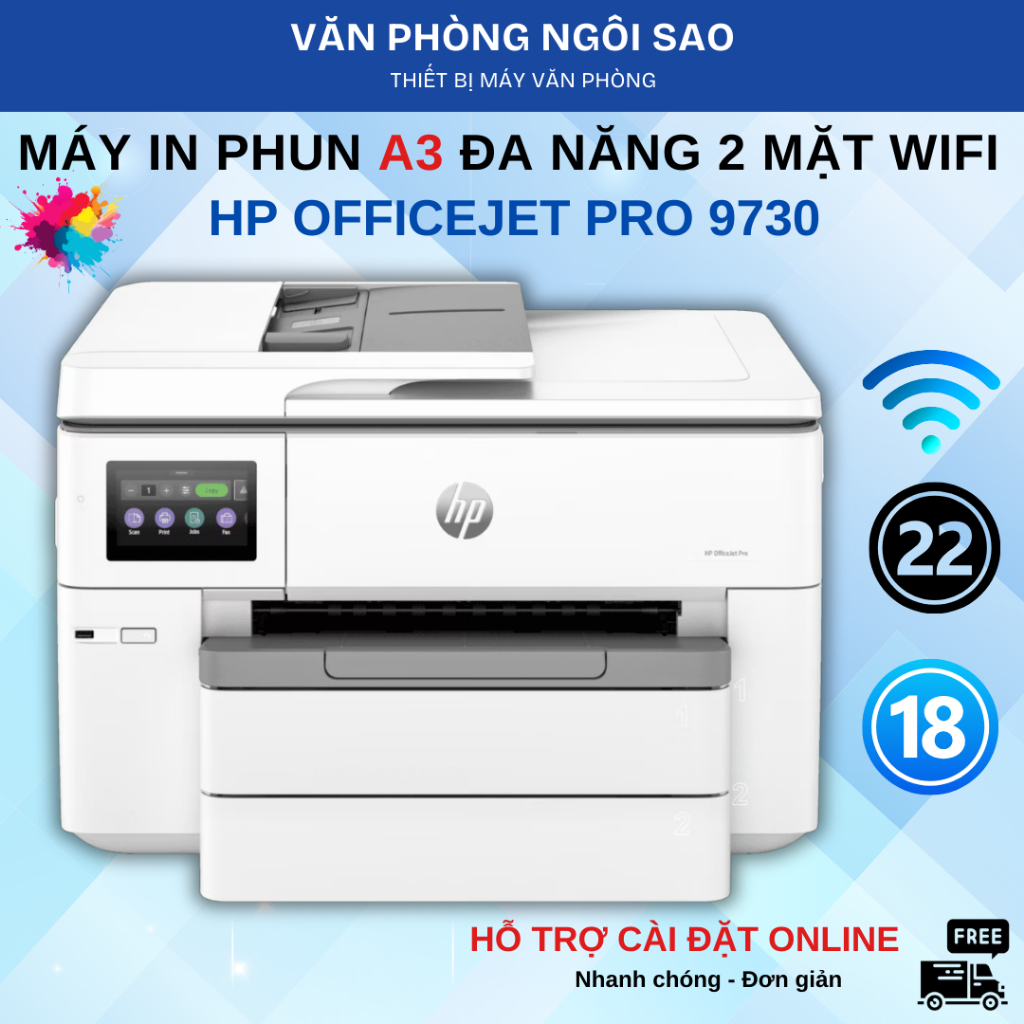 Máy In Phun Màu A3 Đa Năng HP OfficeJet Pro 9730 – In khổ lớn A3, In bản vẽ thiết kế, CAD