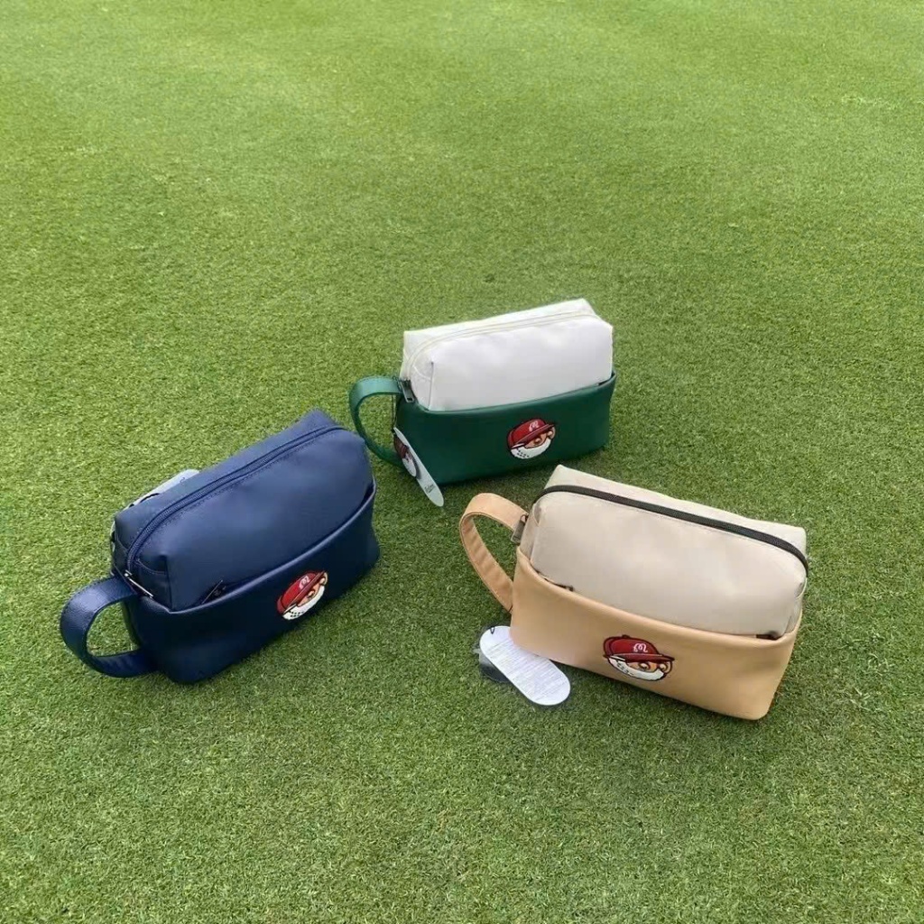 Túi cầm tay Golf chất liệu da kết hợp vải, ngặn đựng rộng đựng đồ phụ kiện MALBON HÀN CAO CẤP