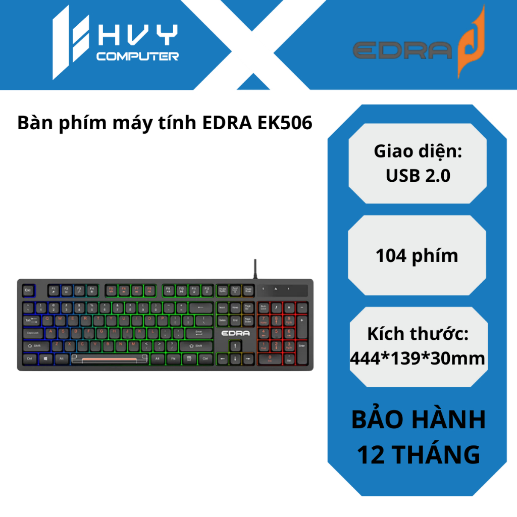 Bàn phím máy tính EDRA EK506 (USB 2.0, 104 phím) - Hàng chính hãng