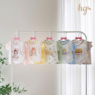BST Xuân - Hè 2026 Bộ cộc tay cài vai hoạ tiết Vải petit mềm mịn, co giãn tốt cho bé 6-16kg