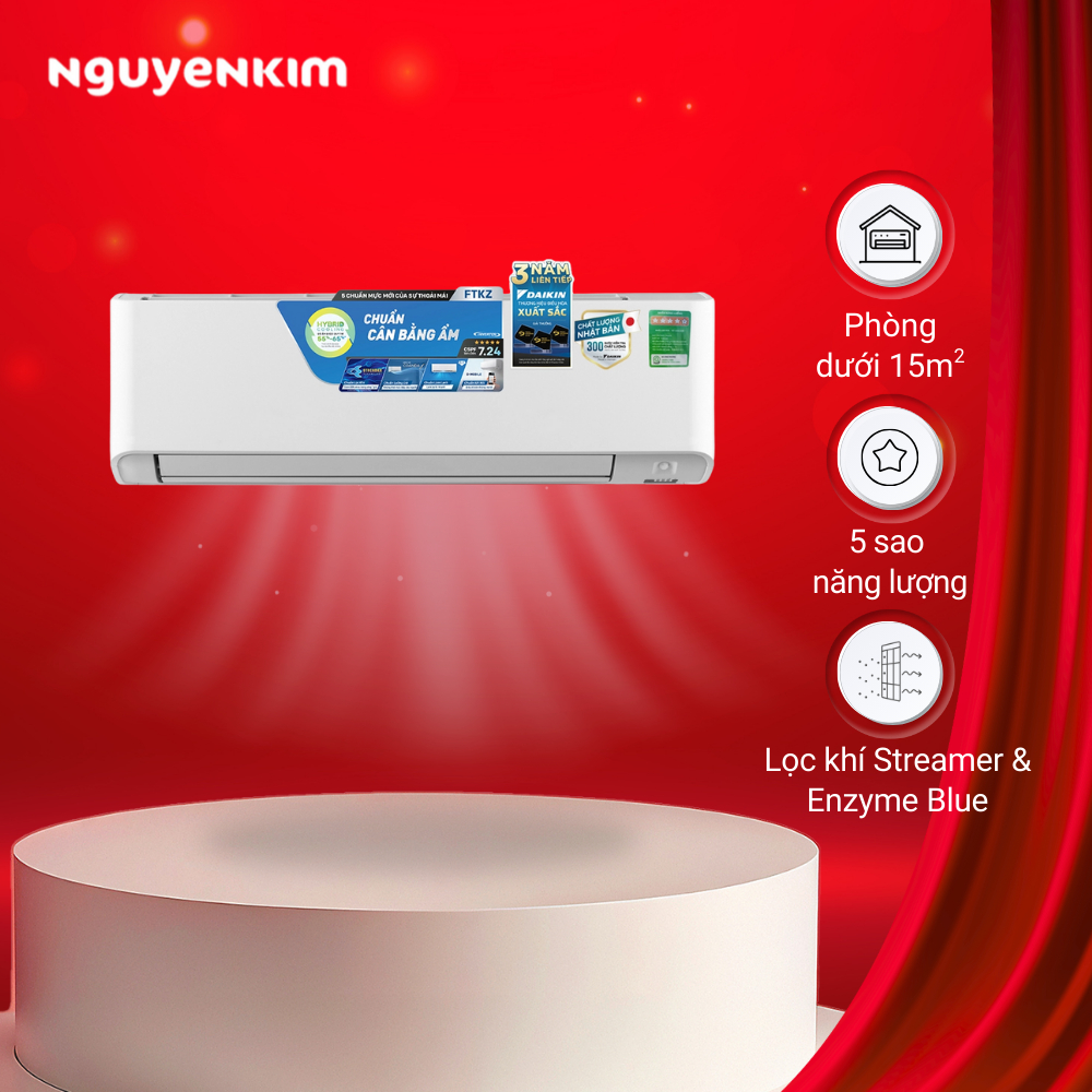 [Lắp đặt 0đ] Máy lạnh/Điều hòa Daikin Inverter 1 HP FTKZ25VVMV