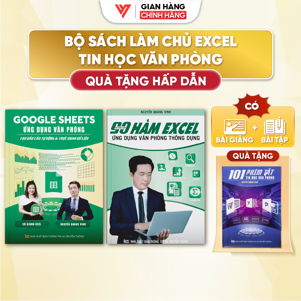 Combo 2 Sách Google Sheets Và 90 Hàm Excel Thông Dụng Tặng Video Bài Giảng Thầy Nguyễn Quang Vinh