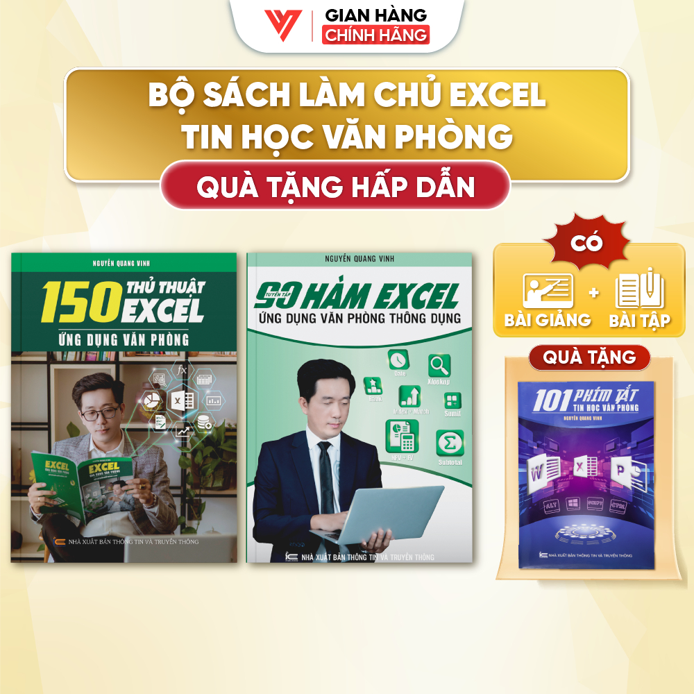 Combo 2 Sách 150 Thủ Thuật Excel Và 90 Hàm Excel Ứng Dụng Văn Phòng Thầy Nguyễn Quang Vinh