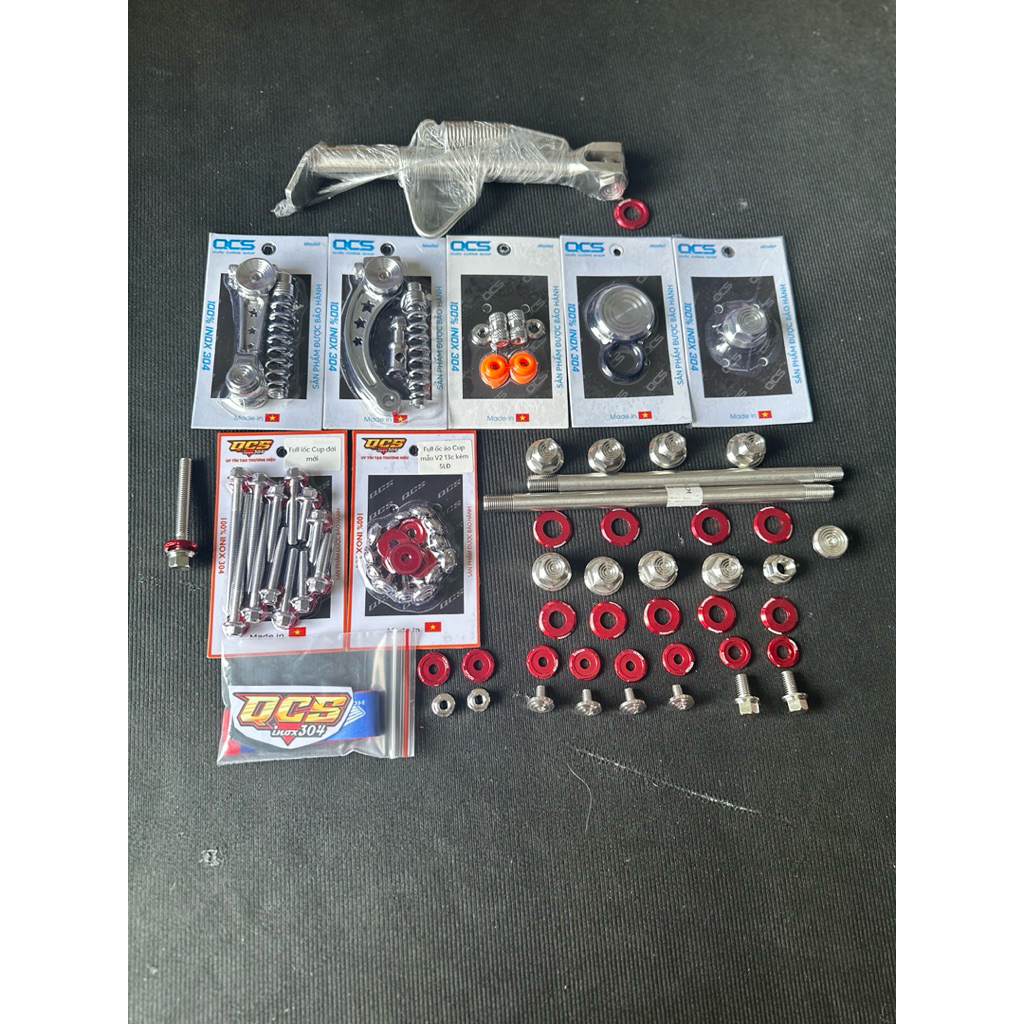 Full ốc salaya mẫu v2 cho xe cúp đời mới sáng bóng kèm chân chống nghiêng