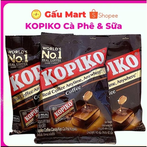 (Sỉ 5 Gói ) Kẹo Kopiko Cà Phê Đen , Kẹo Cà Phê Sữa , Kẹo Ngậm Cafe , Gói 140g - 40 Viên , Kẹo Thơm M