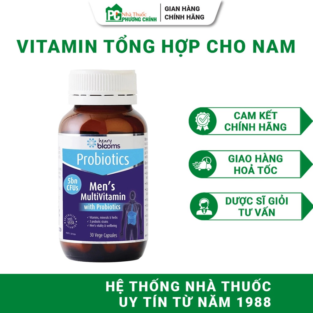 Vitamin Tổng Hợp Cho Nam Henry Blooms Men's Multivitamin With Probiotics 30 Viên/Hộp