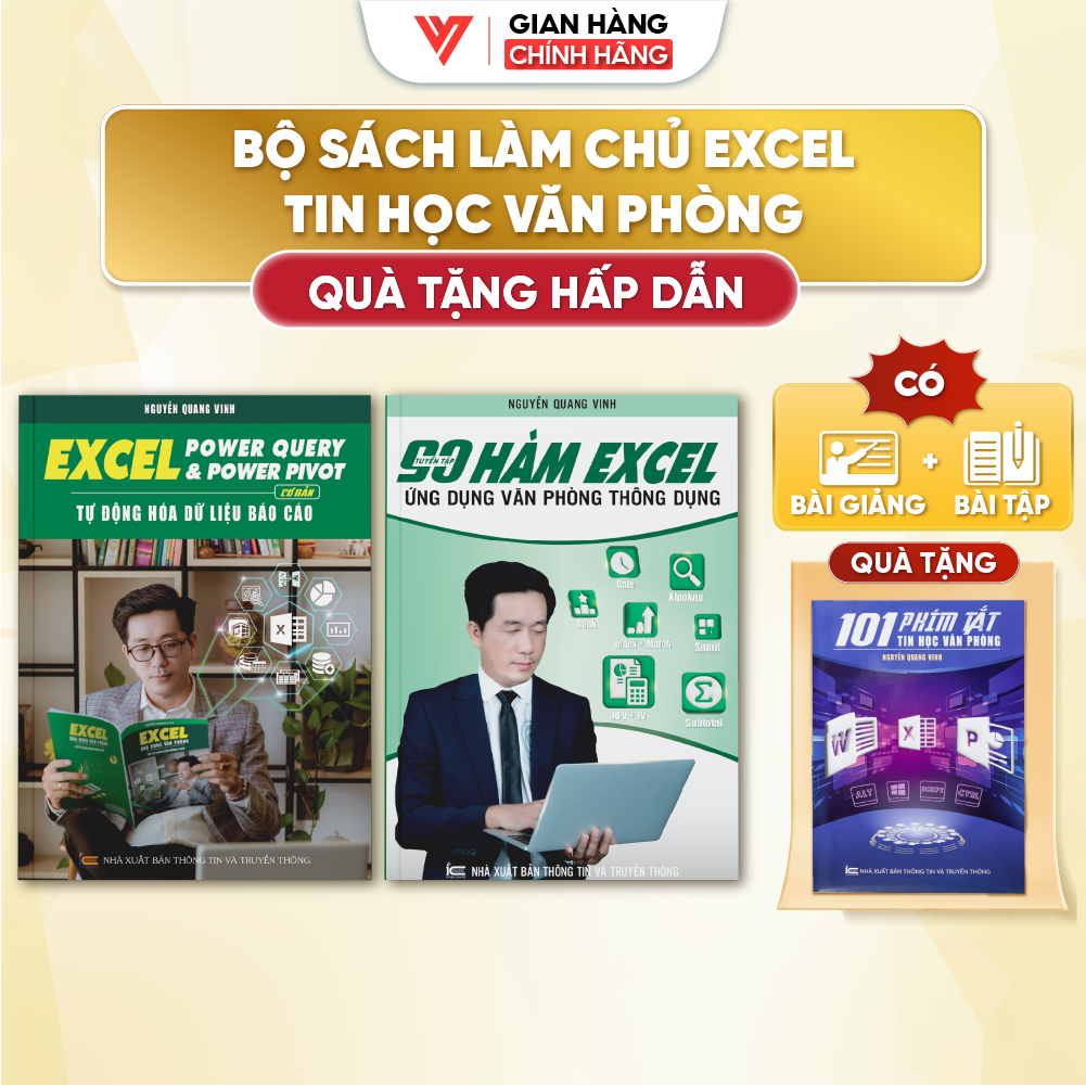 Combo 2 Sách 90 Hàm Excel - Power Query & Power Pivot Tự Động Hóa Báo Cáo Thầy Nguyễn Quang Vinh
