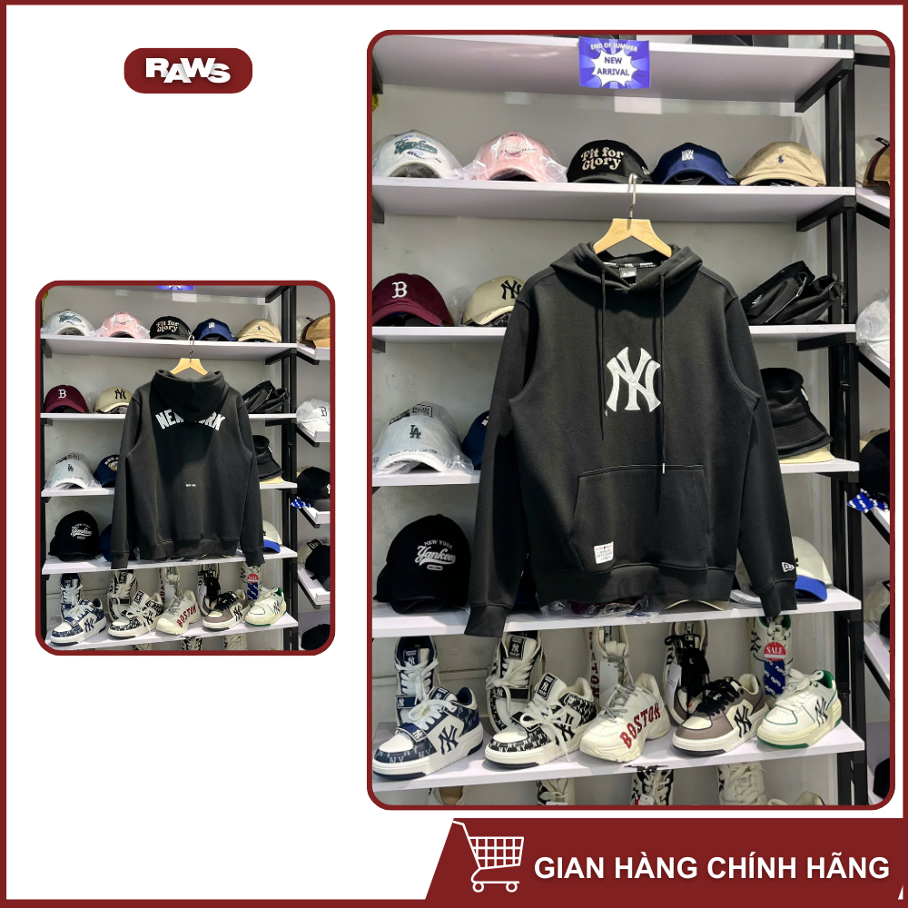 Áo Hoodie Raws New Era NY Yankees Thêu Ngực Lưng NY Đen Chính Hãng