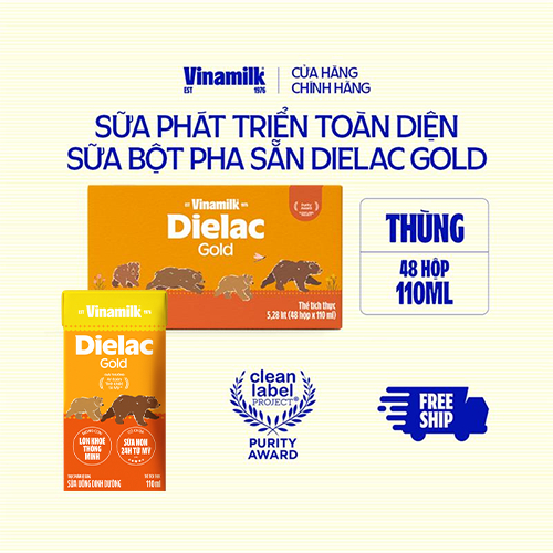 Sữa bột pha sẵn Vinamilk Dielac Gold - Thùng 48 hộp 110ml