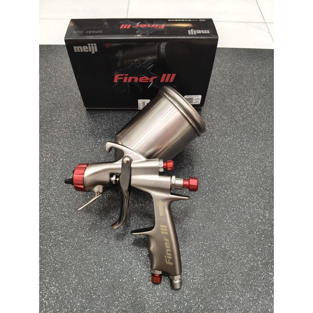 Súng phun sơn Meiji Finer III béc phun 1.4mm chuyên màu và bóng cao cấp. súng phun sơn Nhật chính hã