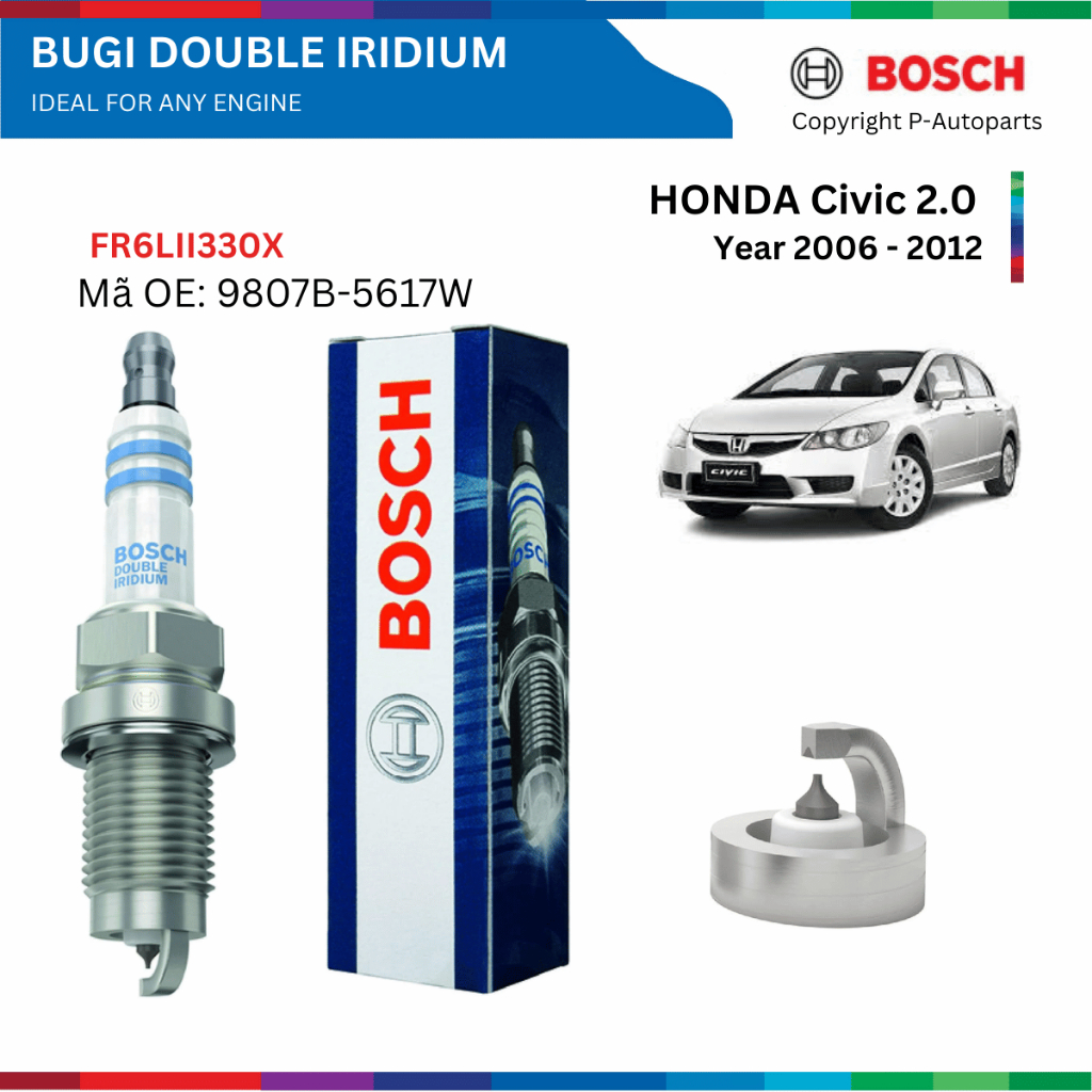Bugi BOSCH Double Iridium cho HONDA Civic đời 2006 đến 2012