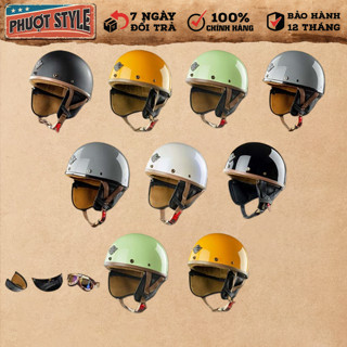 Mũ Bảo Hiểm 1/2 VARO PUG Version Harley có ốp da - Chính Hãng- Nón Bảo Hiểm Nữa Đầu Varo Nhiều Màu