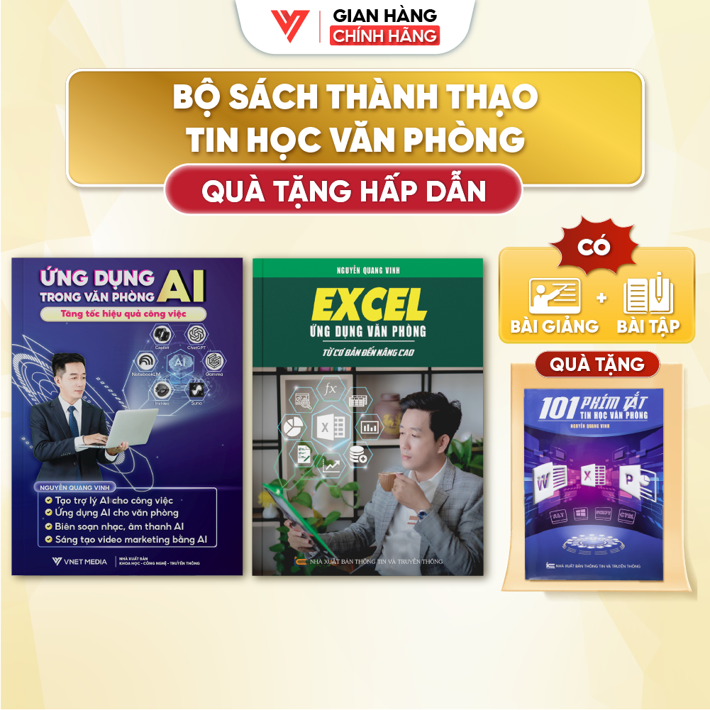 Combo 2 Sách Ứng Dụng AI - Excel - Ứng Dụng Văn Phòng Từ Cơ Bản Đến Nâng Cao