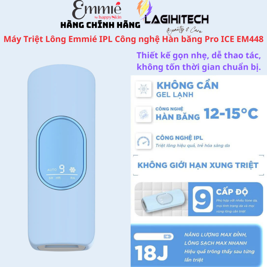 [LIVE] Máy Triệt Lông Emmié IPL Công nghệ Hàn băng Pro ICE EM448- BH 12 tháng-Chính Hãng