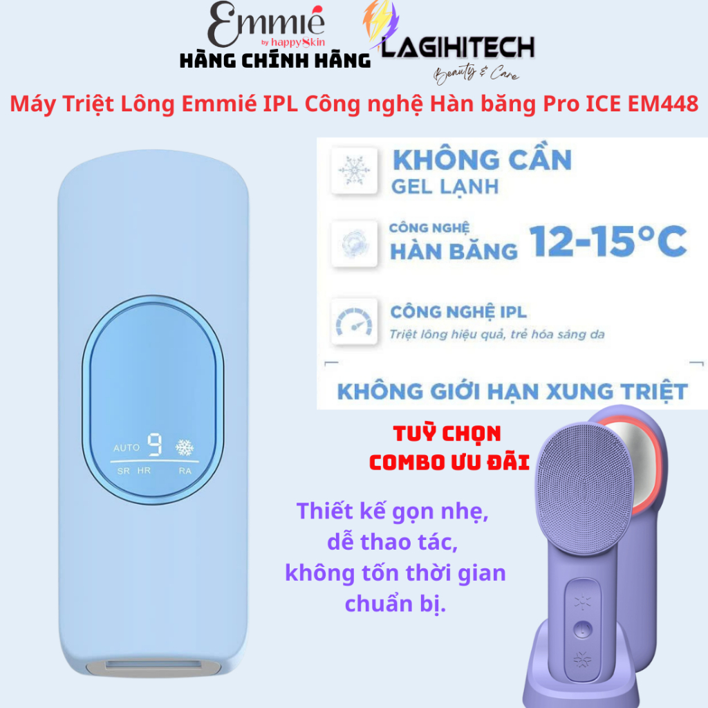 Máy Triệt Lông Emmié IPL Công nghệ Hàn băng Pro ICE EM448- BH 12 tháng-Chính Hãng